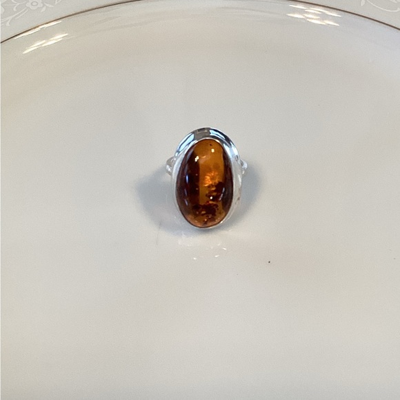 Sterling Silver Amber Ring - Picture 6 of 6